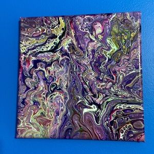“Daphne’s Purple” 10x10 Acrylic Pour Painting